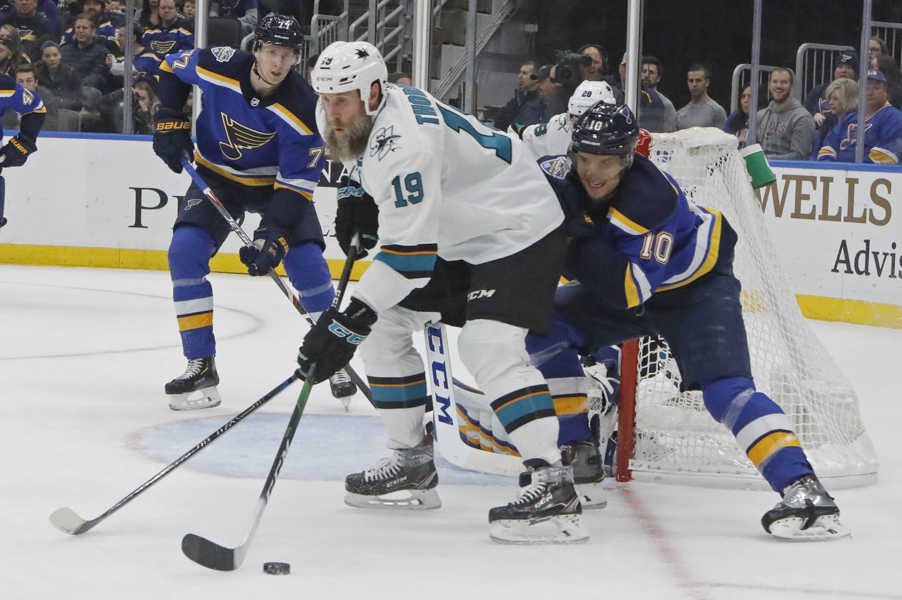 Blues and Sharks skate at the Enterprise Center